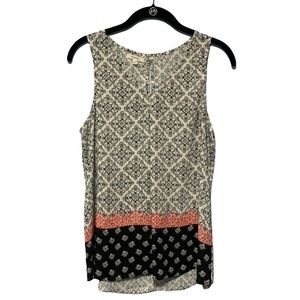 Maurices Boho Floral Pattern V-Neck Tank Top Blouse Size Medium Color Block